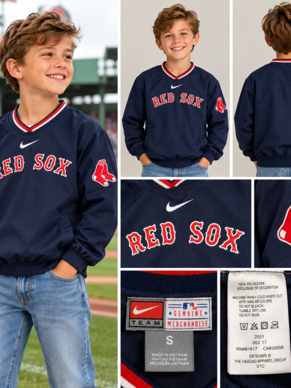 ⚾ Nike Boston Red Sox MLB Youth Pullover Jacket – Size Small